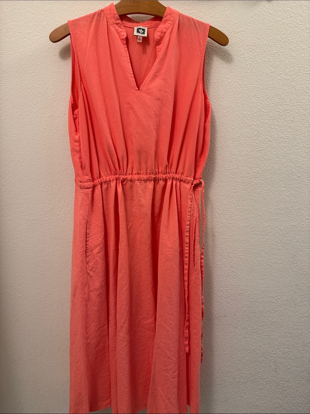 Anne Klein Coral-Orange Sleeveless Midi Dress